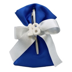 Bomboniera 18 anni penna touch argento sacco blu